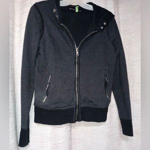 WOMENS RAG AND BONE Leather Trim Black Hooded Jacket